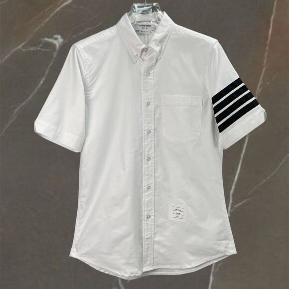 Men's White Short Sleeve Shirt Thom Browne